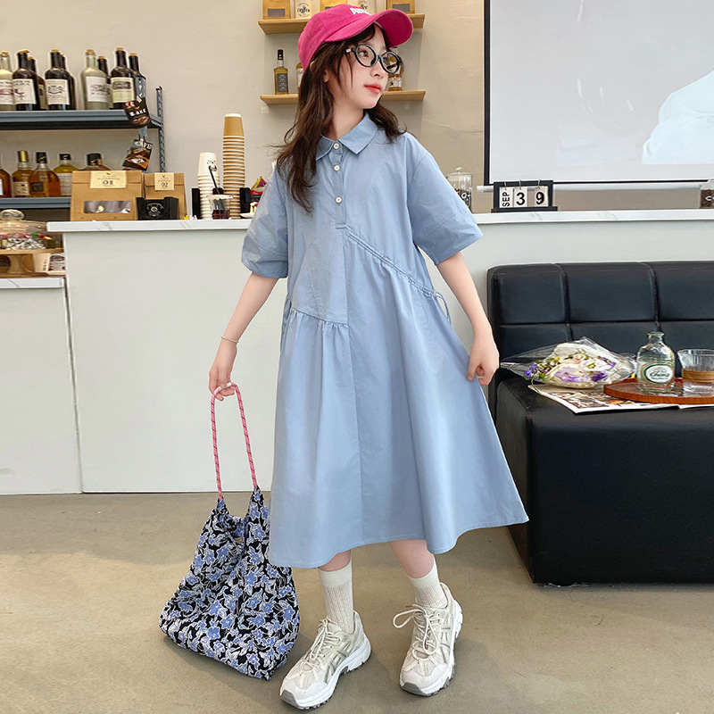 Korean Style A Line Shirt Dress - Корейская детская одежда, платье для девочек,