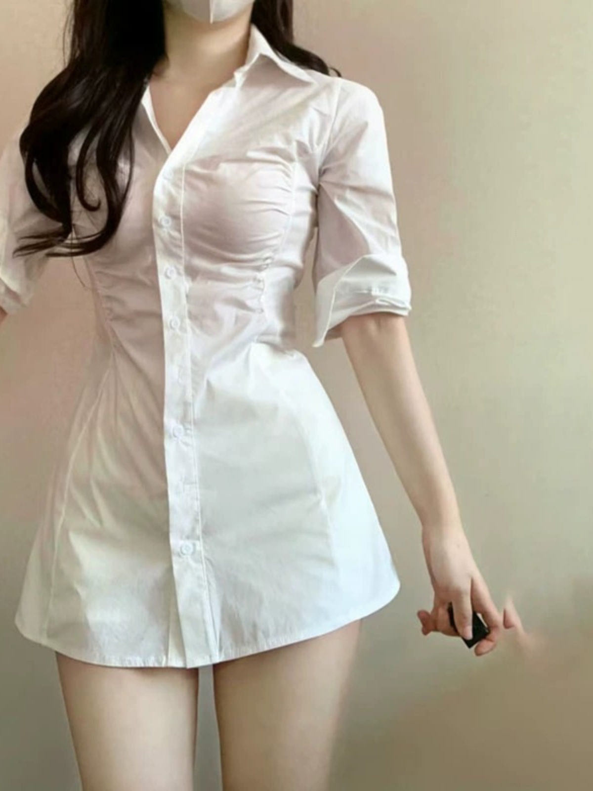 Сексуальное платье-рубашка с п – обзор и цена Korean Style A Line Shirt Dress