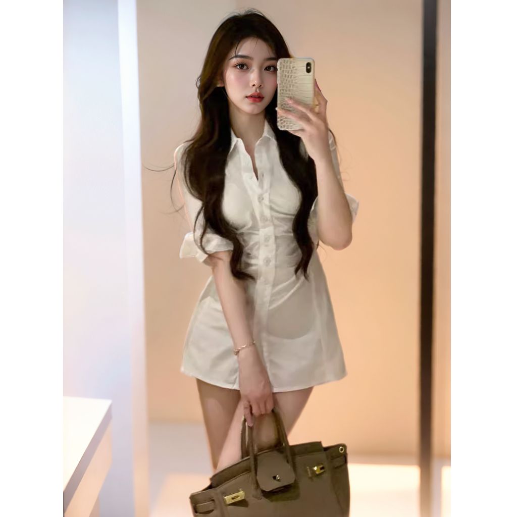 Платье-рубашка в корейском сти – обзор и цена Korean Style A Line Shirt Dress